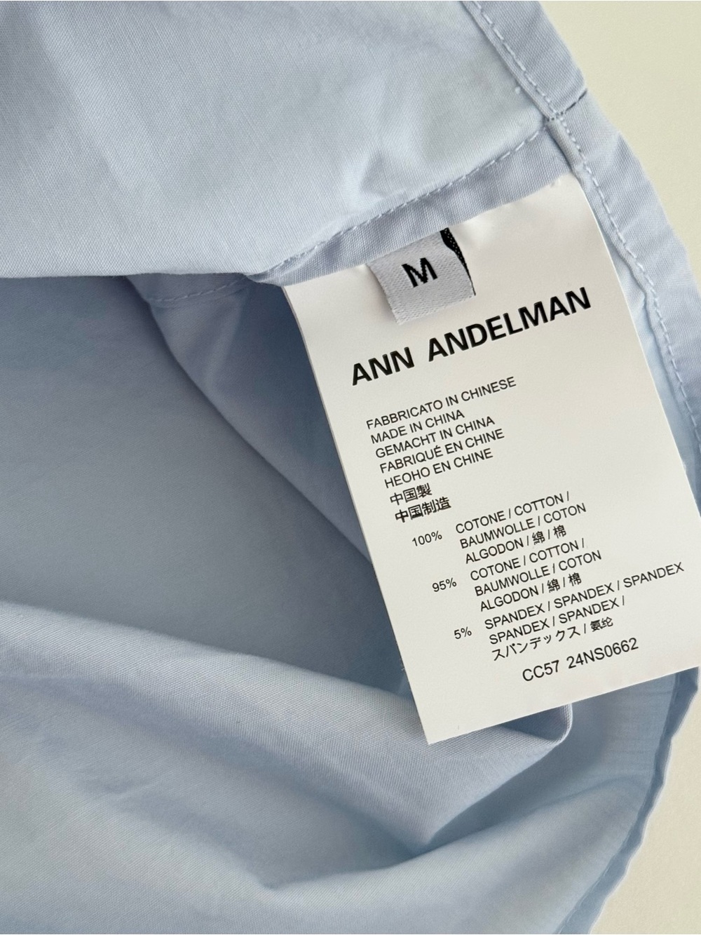 Ann Andelman Cropped Light Blue Button Up Point Collar Cotton Shirt - Size M - Picture 7 of 8